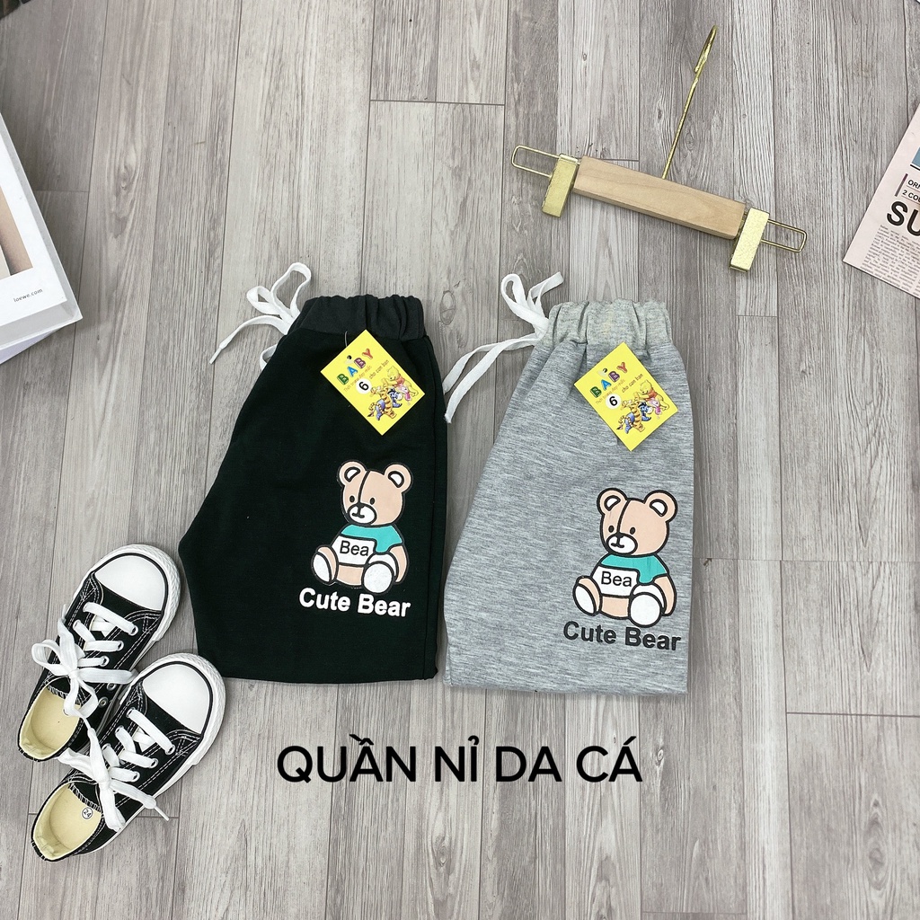 Quần jogger nỉ da cá cho bé trai bé gái &quot;CUTE BEAR&quot; 14-45kg. Kèm hình thật, chất vải dày dặn. B40 G36