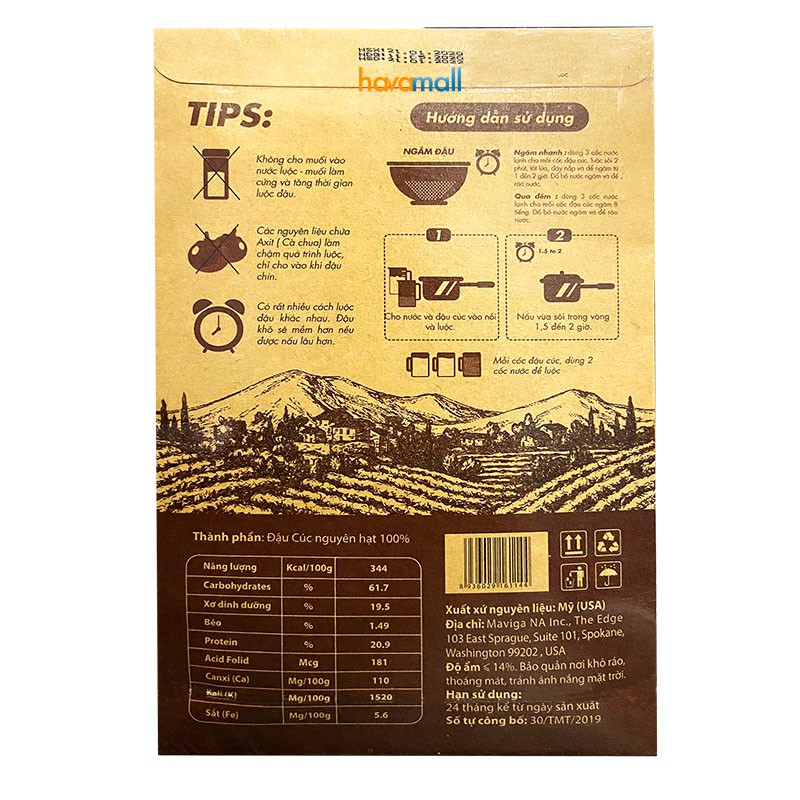 [HÀNG CHÍNH HÃNG] Đậu Cúc Hữu Cơ Hộp Giấy – Pinto Beans Organic Paper Bag 500gr