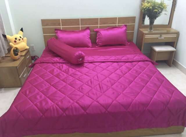 Vải lụa cát sần dày dãn mềm màu hồng sen khổ 1,5m của Vải rẻ HB shop