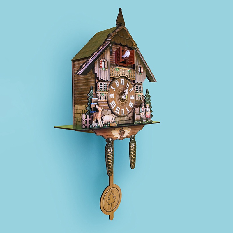 Cuckoo Clock Living Room Wall Clock Retro Style Forest Cuckoo Alarm