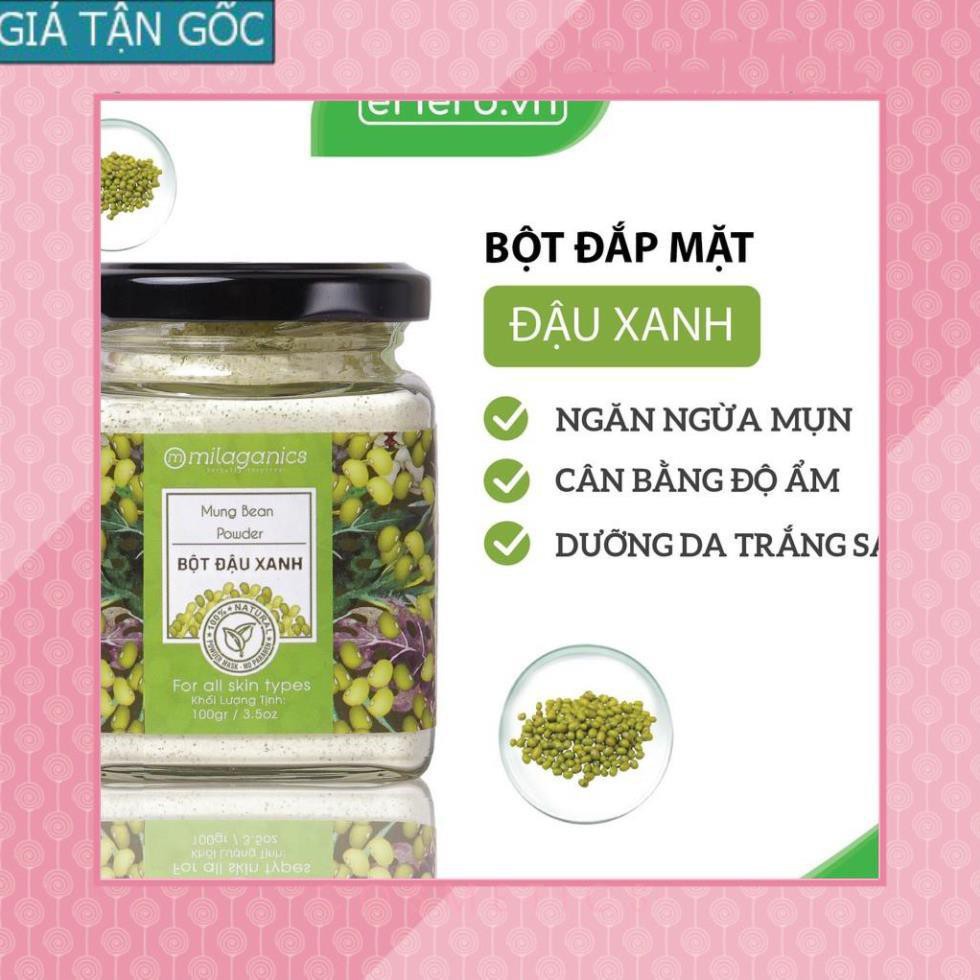 [GIÁ TẬN GỐC] Bột Đậu Xanh Nguyên Chất Đắp Mặt Nạ Dưỡng Da Trắng Sáng, Ngăn Ngừa Mụn MILAGANICS 100g (Hũ) [EH]