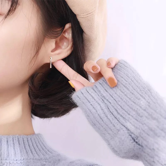 [Chỉ thanh toán với AirPBông tai bạc ý 30% ( có khắc s925) trăng sao tam giác