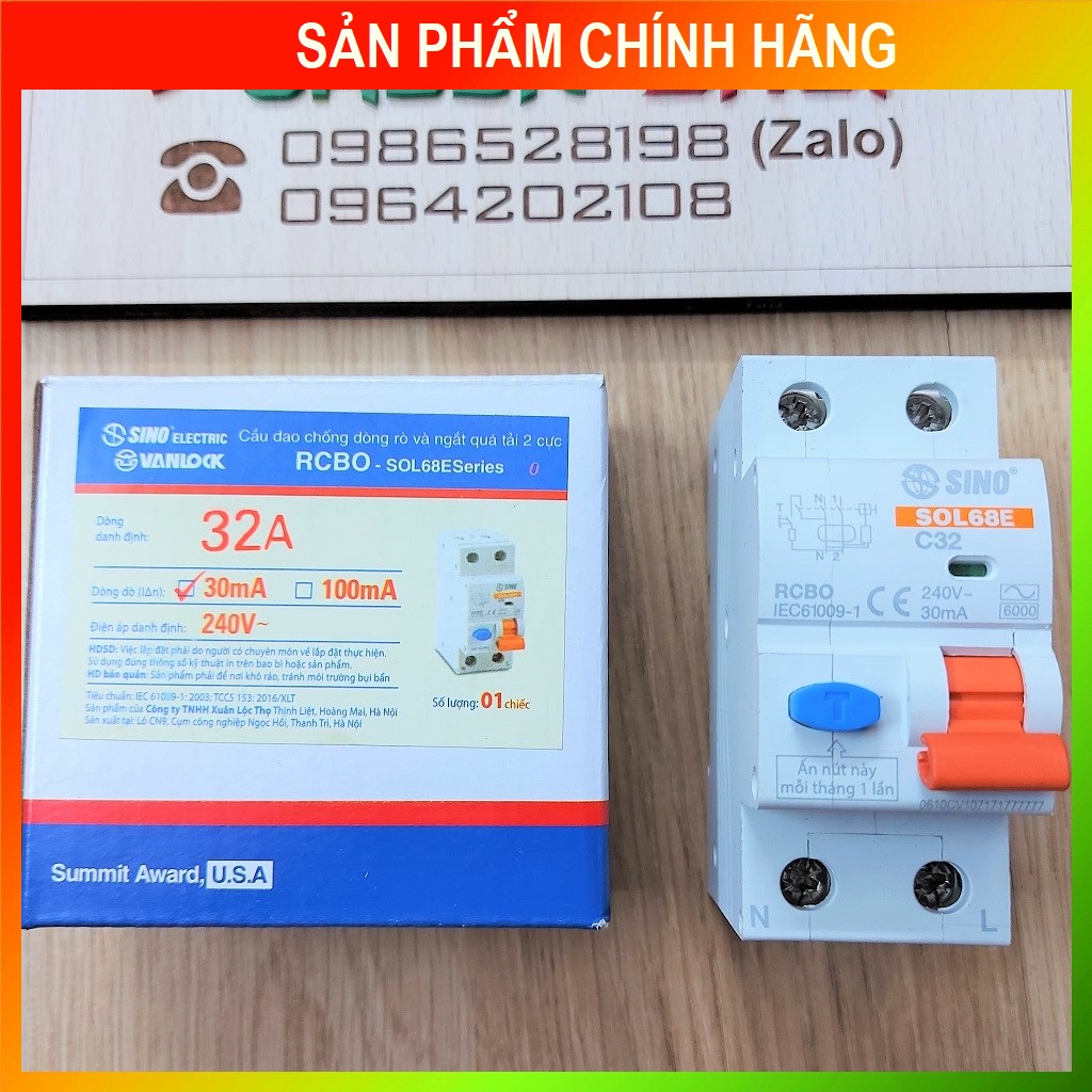 Át chống giật, chống rò Sino 32A và 40A. Aptomat, CB chống giật chống quá tải Sino - Vanlock chính hãng