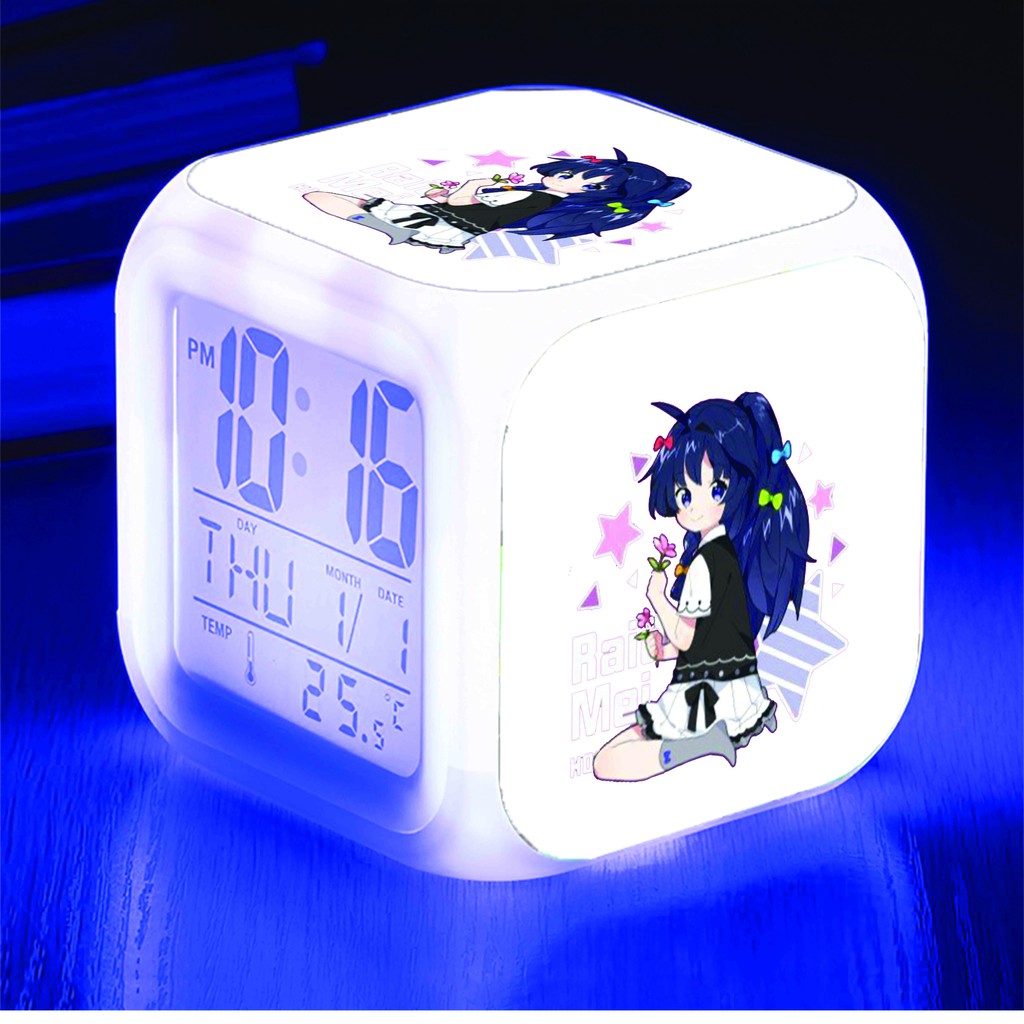 Đồng hồ báo thức để bàn in hình HONKAI IMPACT game anime chibi LED đổi màu