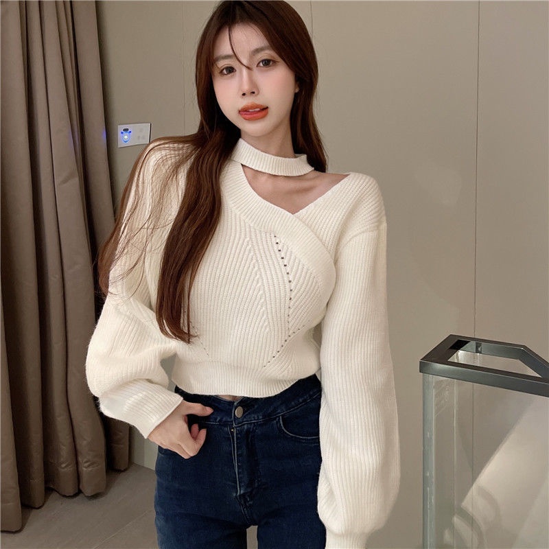 [Sản phẩm mới giá rẻ]Áo Sweater Dệt Kim Tay Phồng Thời Trang Mùa Đông Quyến Rũ Mới
