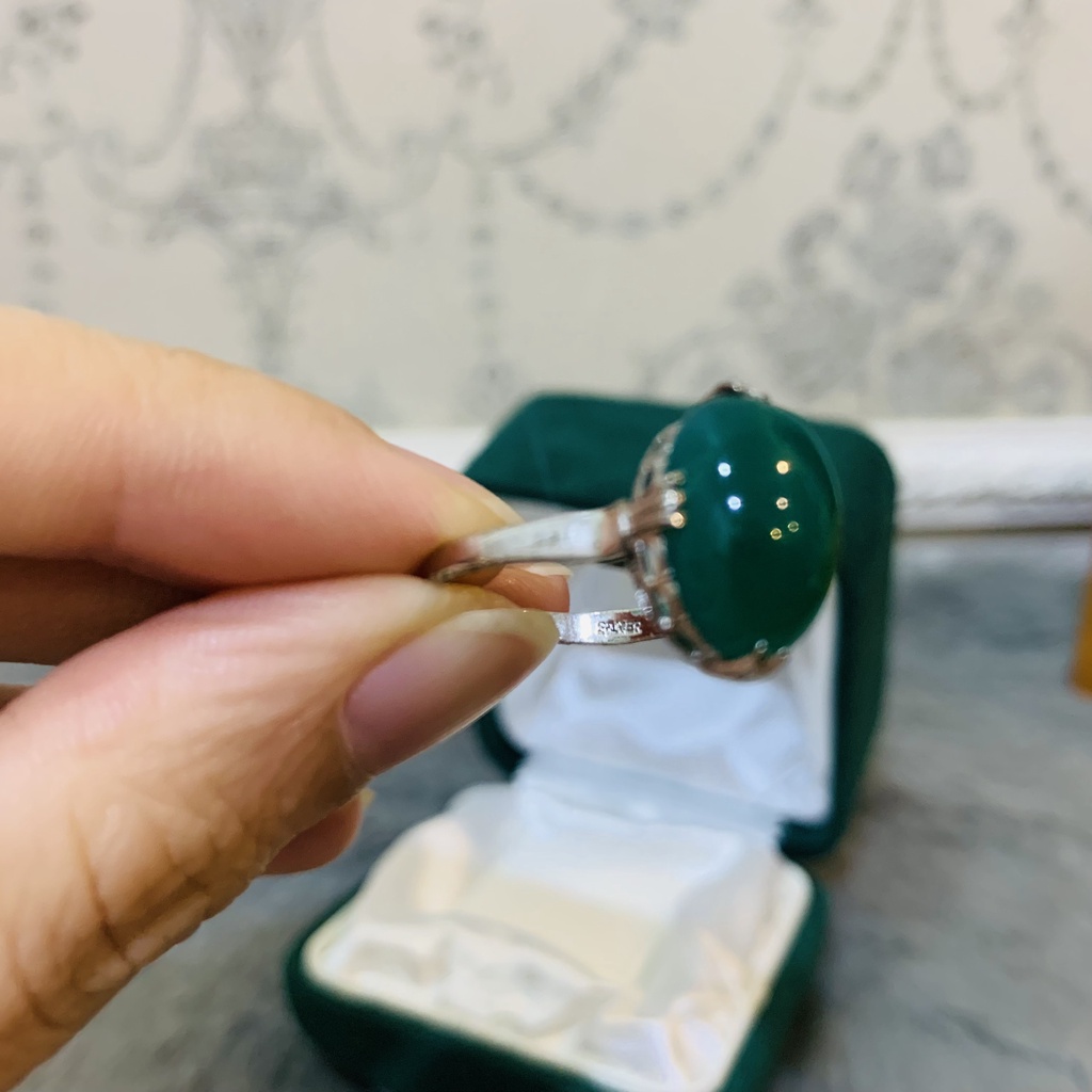 NL1. Nhẫn Agate vintage oval nước đậm trong | Độc lạ | Vintage Necklace|| Si Nhật | Japan | 2HAND | trang sức nhật