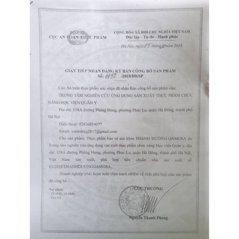 Thanh đường Gamosa Học viện quân y hộp 60 viên