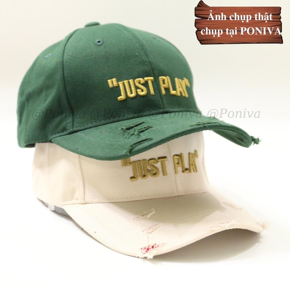 Mũ lưỡi trai ❤️ Nón kết thêu chữ Just Play chất kaki cao cấp phối tua rua form unisex phong cách Ulzzang PONIVA siêu hot