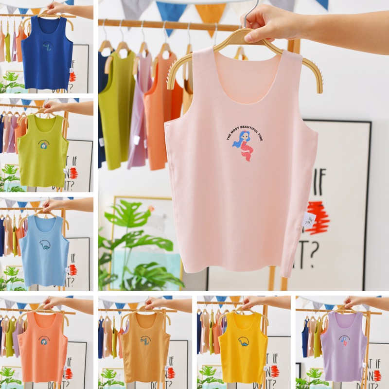 Áo sát nách không đường may lớp nhung kép giữ ấm phong cách Hàn Quốc dành cho bé