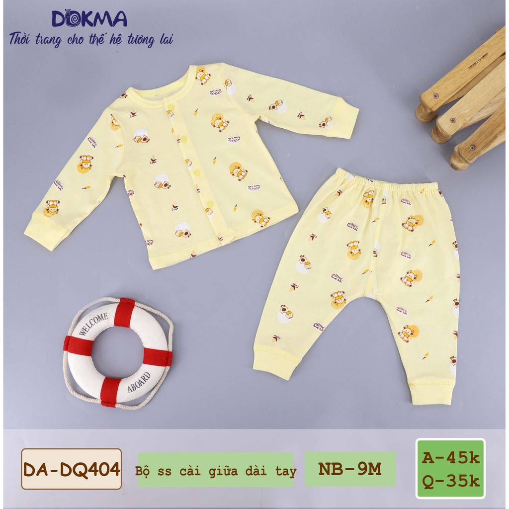 [FREESHIP] Bộ quần áo sơ sinh cài giữa dài tay Cotton DOKMA (0-9 tháng tuổi) DA-DQ404