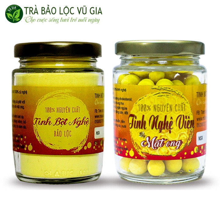 Tinh Nghệ Viên Mật Ong + Tinh Bột Nghệ - Nguyên Chất Vũ Gia (100gr) - Hỗ trợ điều trị tiêu hóa, dạ dày - Đã kiểm nghiệm