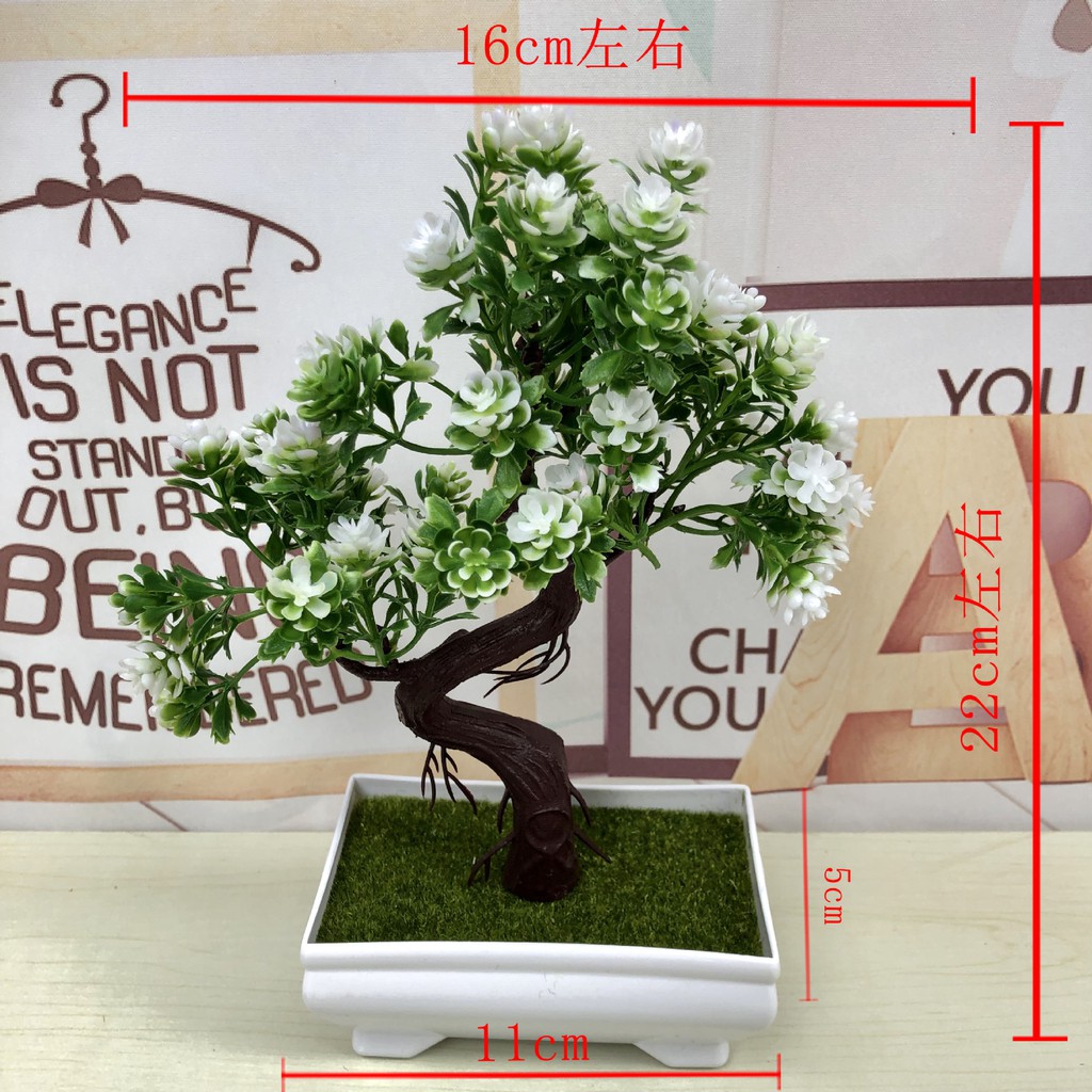 Chậu cây bonsai giả komatsu VI039 (kèm chậu,cao 22cm, rộng 16cm), cây hoa giả trang trí