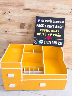 Kệ mỹ phẩm max 35cm màu vàng