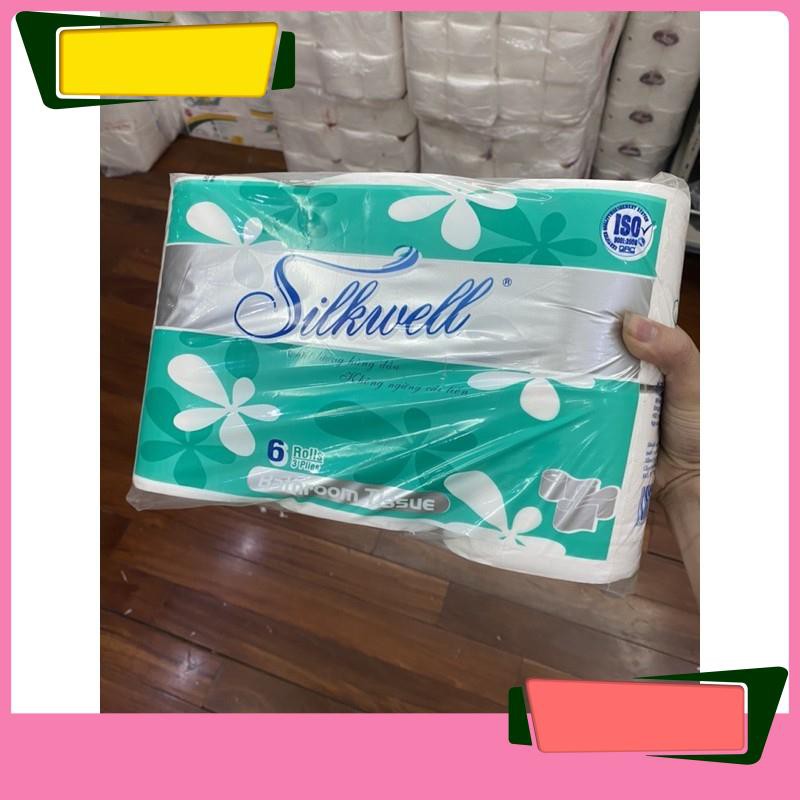  [Shopee Mall]Giấy vệ sinh cao cấp silkwell 6 cuộn 3 lớp
