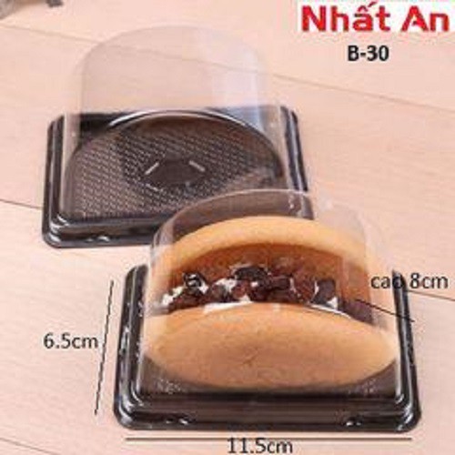 Hộp nhựa nắp vòm đế đen B-30 - Set 100 cái