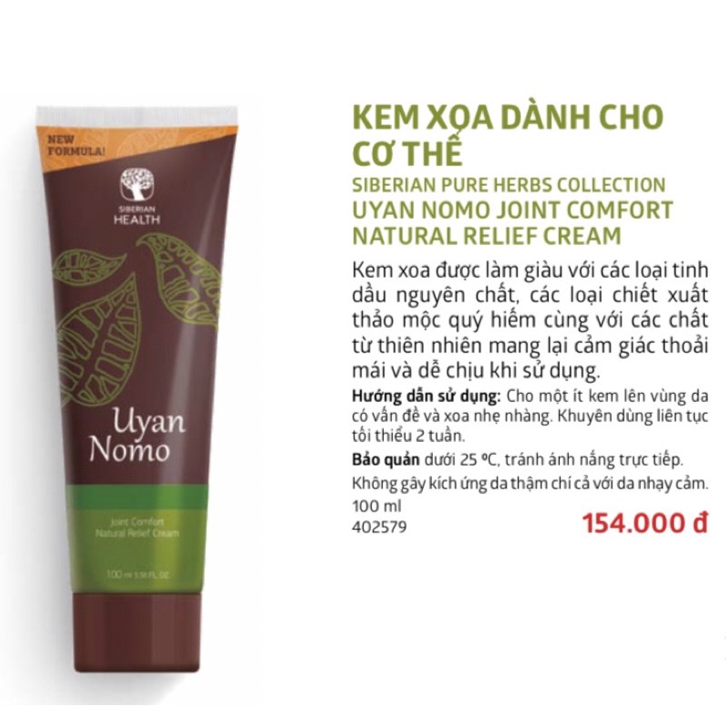 Gel bôi xương khớp Uyan Nomo xuất xứ Liên Bang Nga