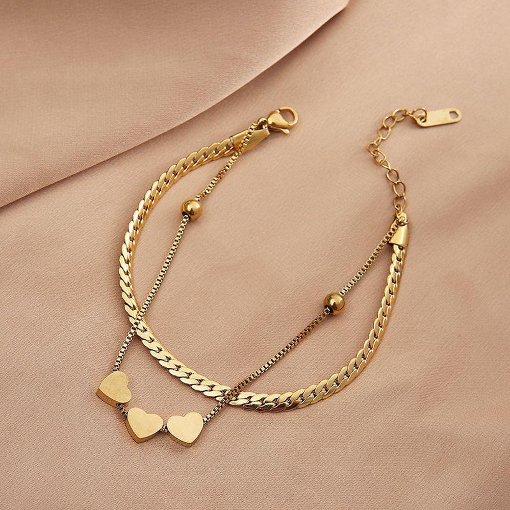 Vòng Đeo Tay Bằng Thép Titan Hình Trái Tim Phong Cách Hip Hop Thời Trang Dành Cho Nữ