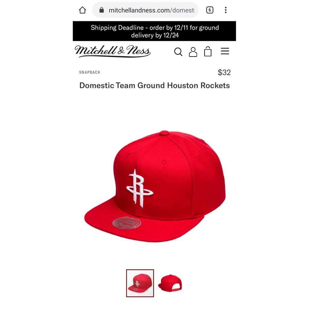 Mũ snapback hãng Mitchell & Ness Houston Rockets snapback đỏ (hình thật)