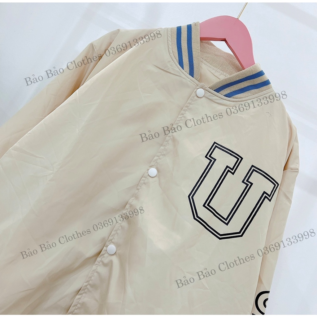 Áo Khoác Bomber Takkep Bàn Cờ Tay Bồng Chữ U Nam Nữ Unisex Dáng Rộng Dày Mịn