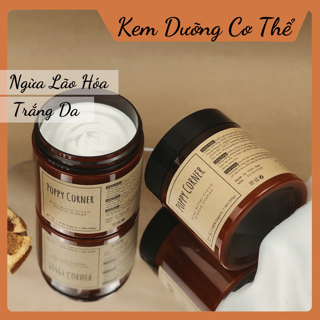 Body Butter Cream / Dưỡng Da Cơ Thể Giúp Da Mềm Mại, Cấp Ẩm, Sáng Da POPPY CORNER