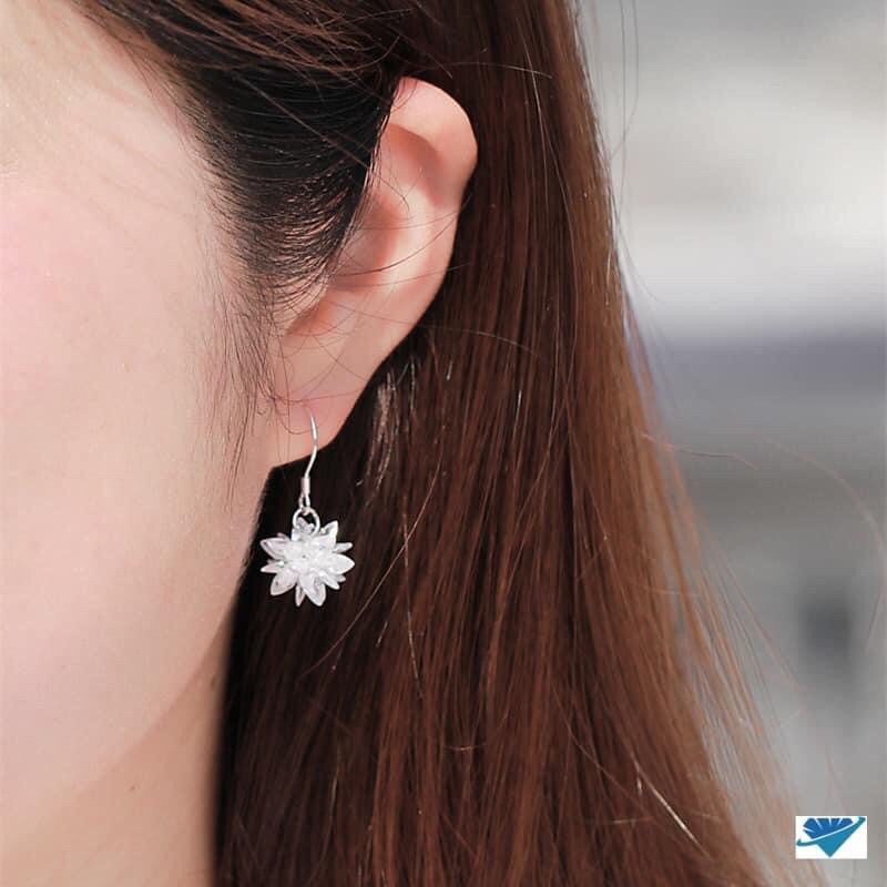 BÔNG TAI HOA TUYẾT KHOEN MÓC BẠC TA