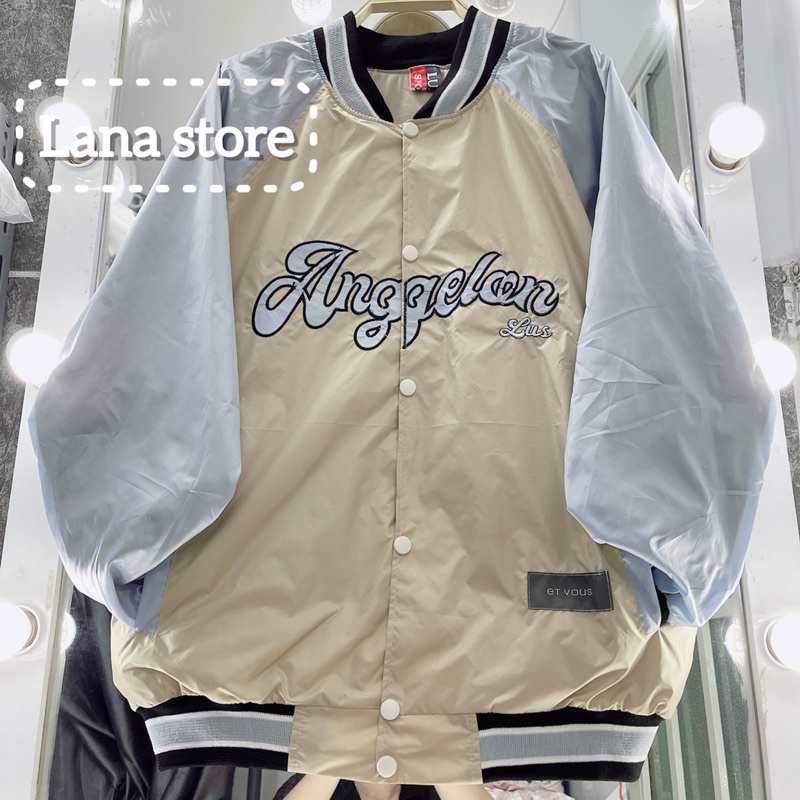 [Ảnh Thật] Áo Bomber Dù Bóng Chày 2 lớp thêu Angel Chất Dày Dặn Unisex - Lana Store