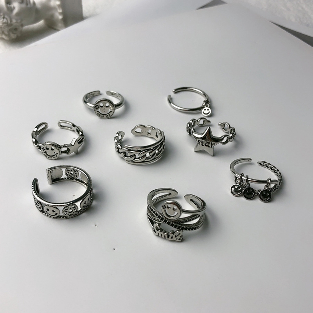 Nhẫn đeo ngón tay hình mặt cười phong cách retro cho nữ