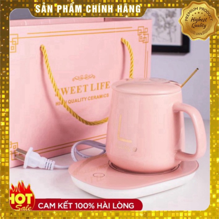 Cốc Hâm Nóng đồ uống kèm đế điện, cafe, hâm sữa + Tặng kèm thìa vàng 💖 LKY Mart