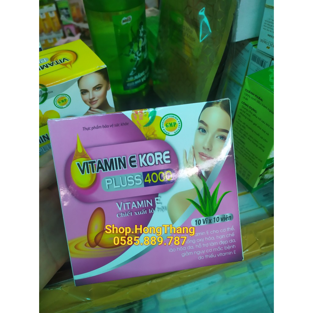 Vitamin E Kore Plus 4000 chiết xuất từ lô hội chống oxy hóa, chống lão hóa da, bổ sung vitamin e, sáng da | BigBuy360 - bigbuy360.vn