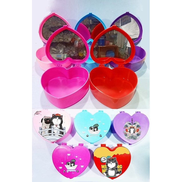 Hộp tim hoàng thượng mèo kèm gương HKG18 dễ thương cute đựng trang sức hoạt hình