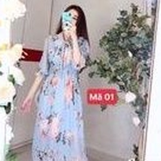 đầm dáng maxi chất tằm ý siêu mềm mịn xịn xò cho khách chọn