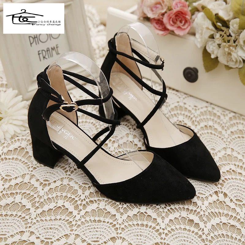 Giày Cao Gót Đế Dày Quai Chéo Thời Trang Mùa Hè Hàng Mới Dành Cho Bạn Nữ