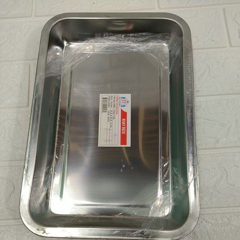 Khay inox hình chữ nhật sâu 4 cm dùng đựng thực phẩm có 3 size