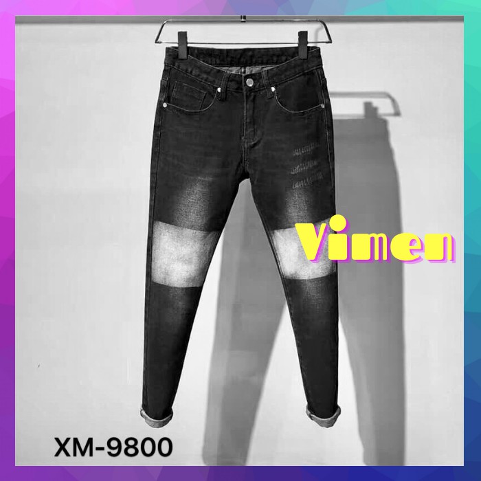 Quần Jean Nam Đen Rách Gối Chất Bò Co Dãn Siêu Bền Đẹp Hàng Chuẩn Shop | BigBuy360 - bigbuy360.vn