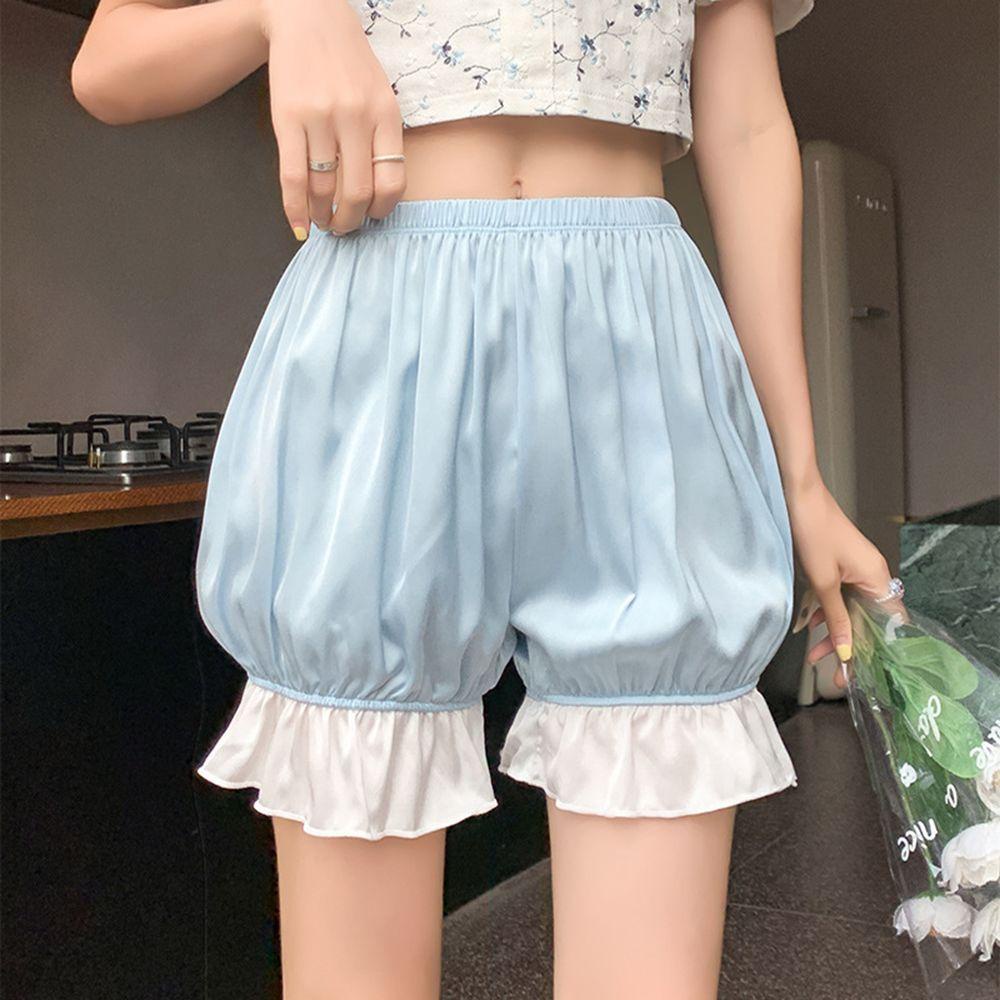 Quần Short An Toàn Lưng Thun Co Giãn Phối Bèo Phong Cách Lolita Quyến Rũ Cho Nữ