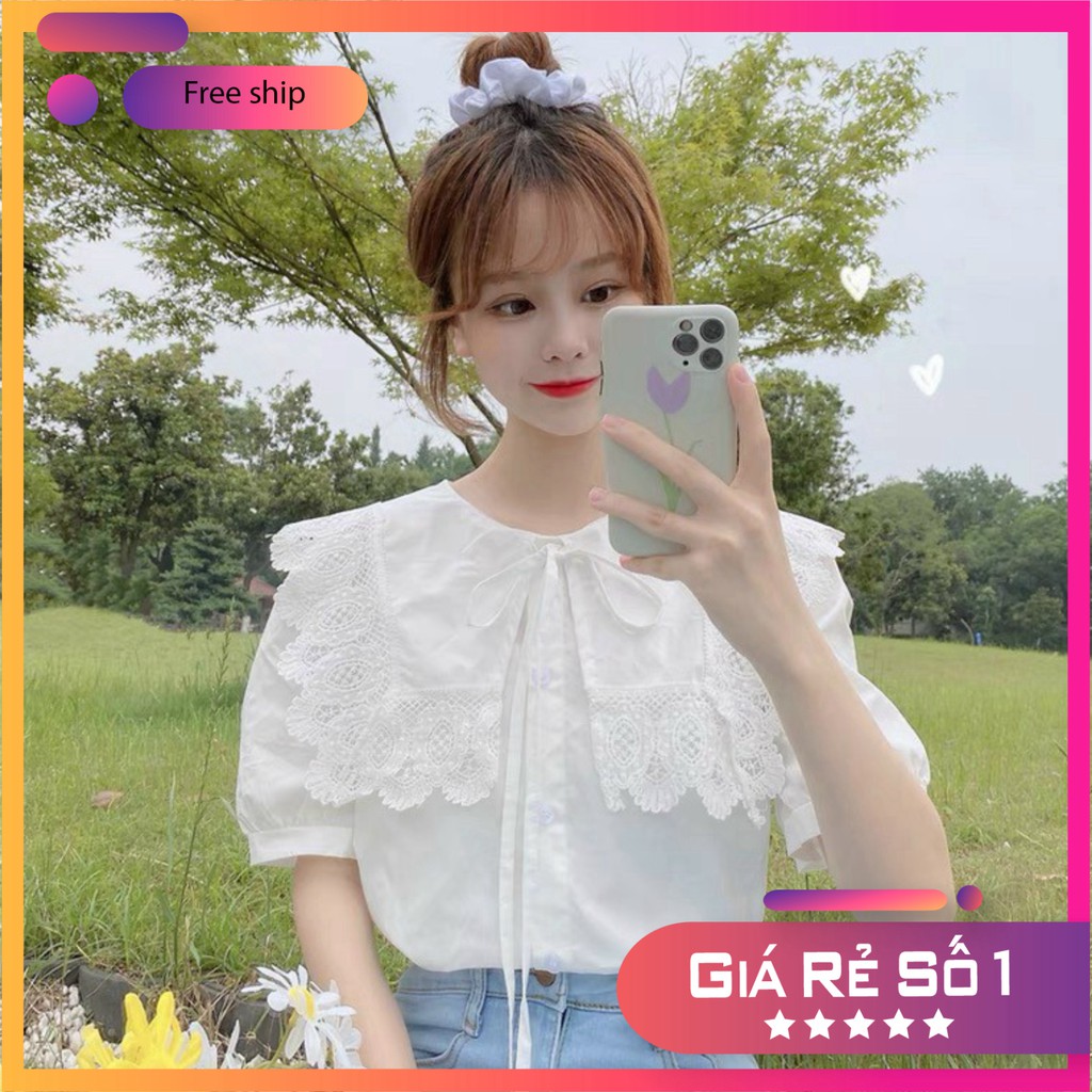 áo sơ mi nữ ngắn tay A001, áo tiểu thư viền ren phong cách hàn quốc A001 chuyensiquanaonugiare