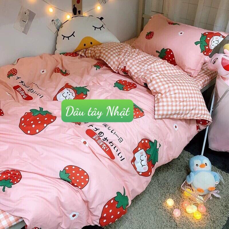 Bộ Ga Gối [1m6x2m]Cotton Poly Đủ Kích Thước,được chọn mẫu,MẪU DÂU TÂY NHẬT