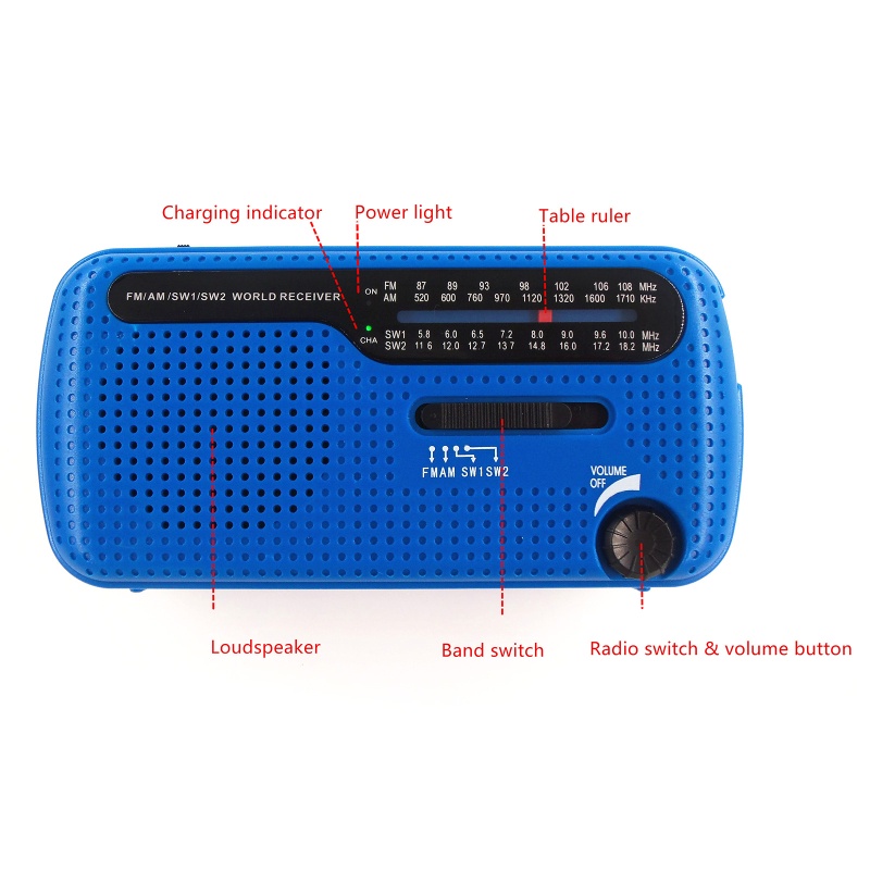 Radio Ama Băng Tần Năng Lượng Mặt Trời AM / FM / SW1 / SW2