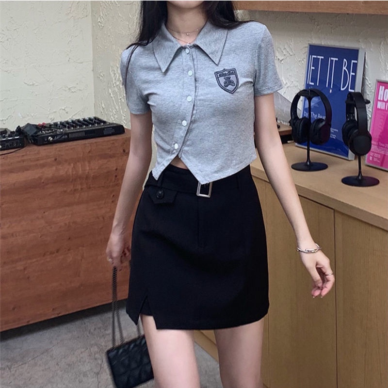 Áo Thun POLO Tay Ngắn Phong Cách Hàn Quốc Quyến Rũ Dễ Phối Đồ Cho Nữ