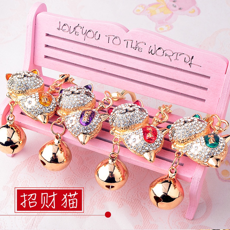 Móc Khóa Hợp Kim Hình Mèo Hoạt Hình Đính Đá Sáng Tạo