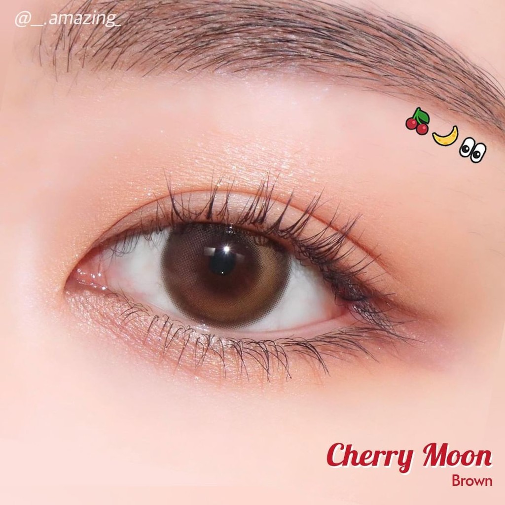 Áp Tròng CHERRY MOON BROWN HSD 1 Tháng Hãng Cao Cấp Nội Địa Hàn OLENS Lens Nâu Họa Tiết Mặt Trăng Ẩm Cao Mắt Nhạy Cảm