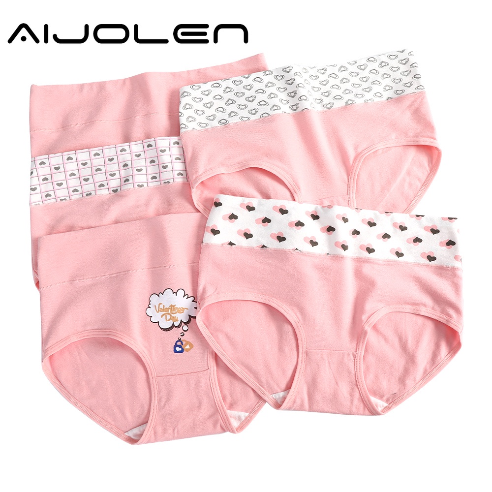 Quần lót AIJOLEN cotton cạp cao thoáng khí xinh xắn thời trang dành cho nữ cỡ M-2XL