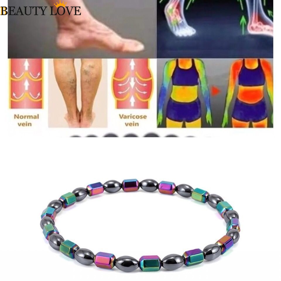 Vòng Đeo Tay / Lắc Chân Đá Hematite Từ Tính Nhiều Màu Sắc Giảm Cân Hiệu Quả Cho Nữ