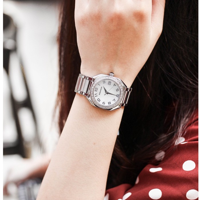 Đồng hồ Romanson Woman Watch Sport RM1208QLWWH nữ mặt nhỏ đính đá máy Thụy Sĩ chống nước dây thép cao cấp chính hãng
