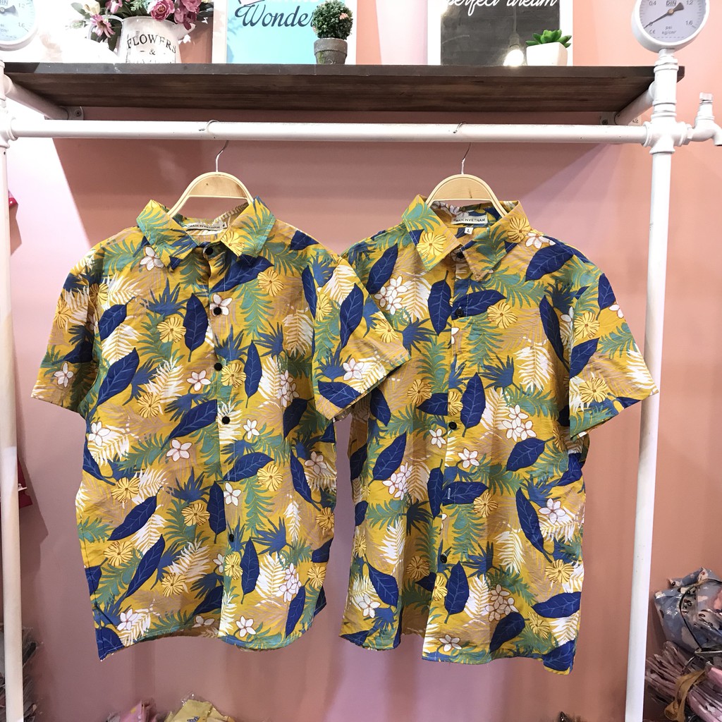 [New Hot 2021] Áo sơ mi hoa lá cây Áo đi biển phong cách hawaii vải đũi loại đẹp | BigBuy360 - bigbuy360.vn