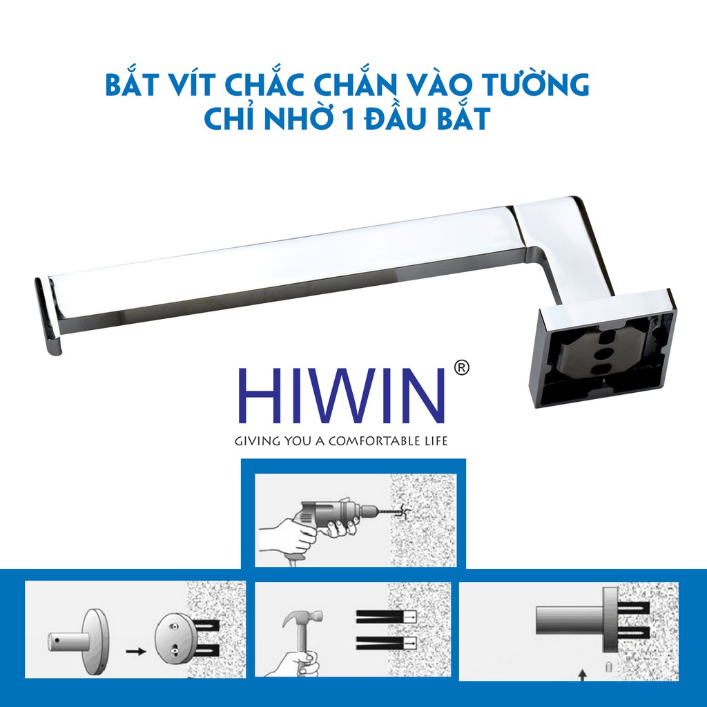 Thanh vắt khăn nhà tắm đồng mạ crom sáng bóng Hiwin Y-1205 kích thước 218x70x45