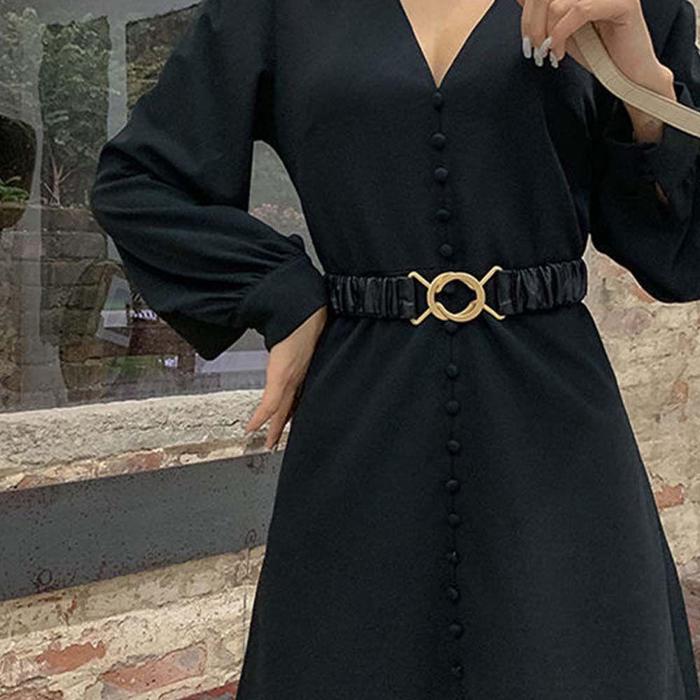 DANES Thắt Lưng Khóa Kim Loại Tròn Màu Sắc Đơn Giản Phong Cách Vintage