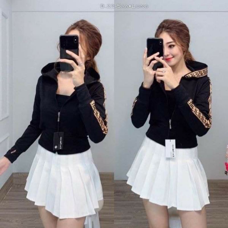 Áo Khoác Chống Nắng Lửng Nữ 5 Túi. Áo Khoác Thun Croptop Nữ