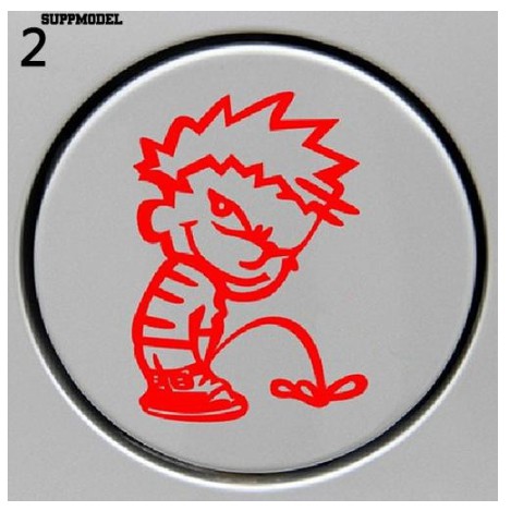 Tem Decal Sticker miếng dán Trang Trí nắp bình xăng nhiên liệu xe hơi ô tô chú bé Naughty Boy cho xe Toyota Vios