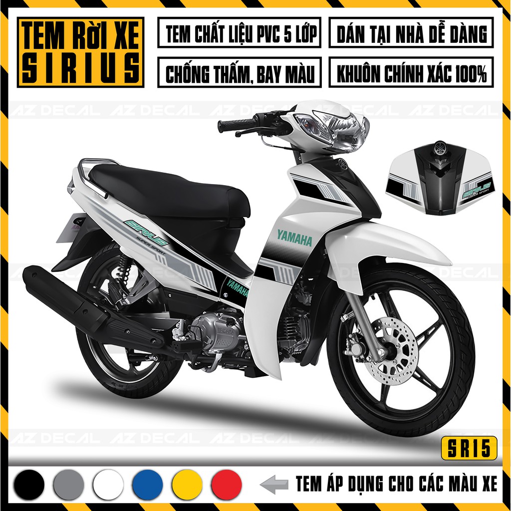 Tem Rời Dán Xe Sirius RC Mẫu Họa Tiết Sọc | SR15 | Team Sirius Đẹp Chống Nước, Cắt Sẵn, Màu Cam Xám Xanh Đen Trắng